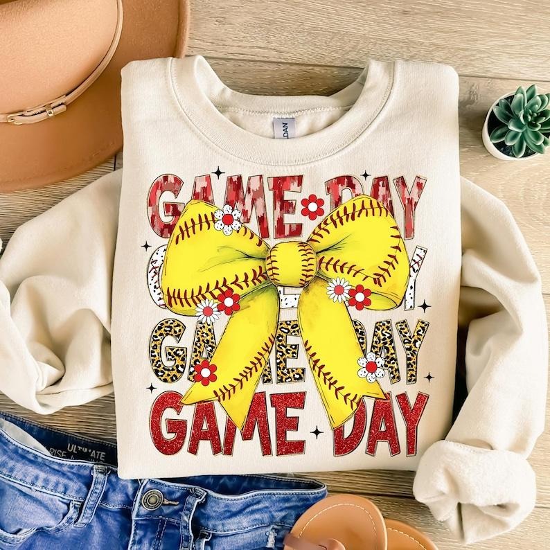 Softball Coquette , Game Day , Retro Bow , Mom , Softball Mama , Tis the Season Sweatshirt Crewneck Classic Shirt Hoodie