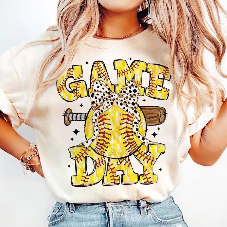 Softball Coquette tshirt, Game Day Bow sweatshirt, Retro Mama Softball Mom T-Shirt Hoodie | PrintMintTees.com