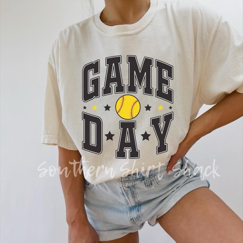 Softball Game Day T shirt  | Softball Season | Softball Mom | Ivory comfort colors t shirt Hoodie Sweatshirt
