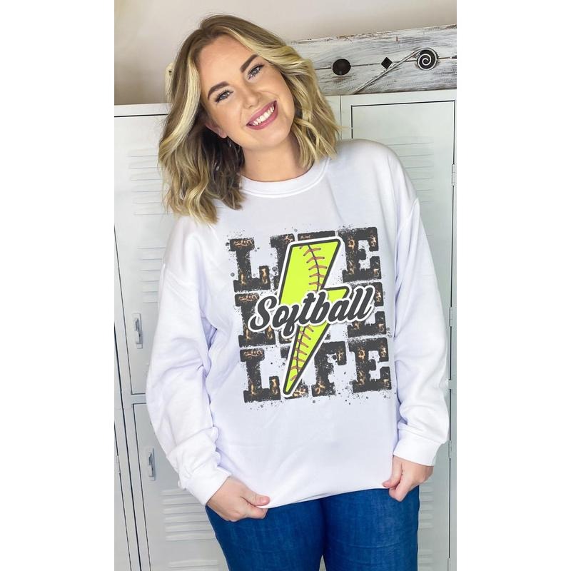 Softball Life Lightning Bolt Sweatshirt Shirt Hoodie | PrintMintTees.com