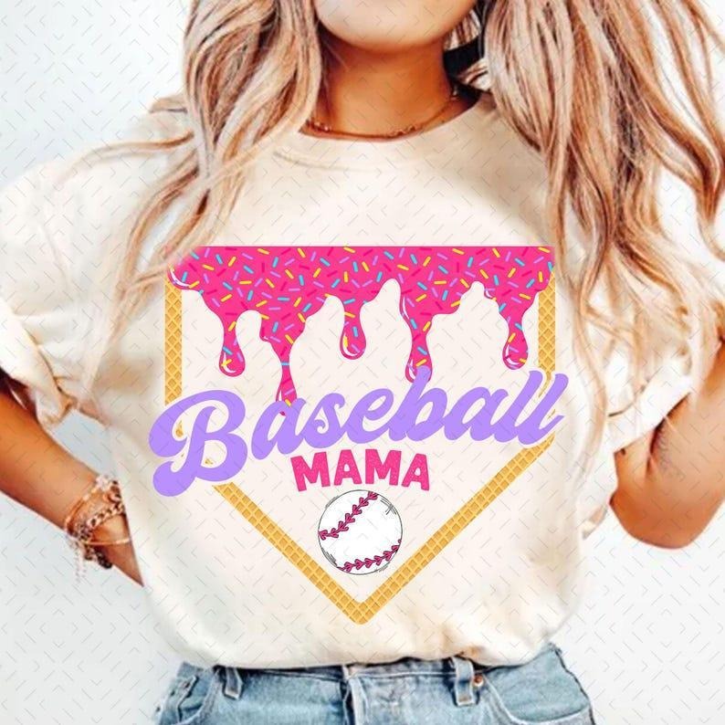 Softball Mama Ice Cream Shirt, Retro Game Day Look, Sporty Fun, Womenswear Top shirts Hoodie Sweatshirt | PrintMintTees.com