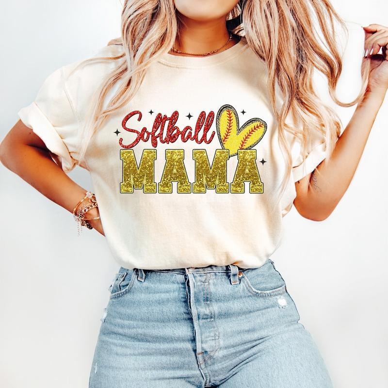 Softball Mama T-Shirt, Softball T-Shirt, Sports T-Shirt, Trendy Retro Mom T-Shirt, tshirt hot trend 2025 Hoodie Sweatshirt
