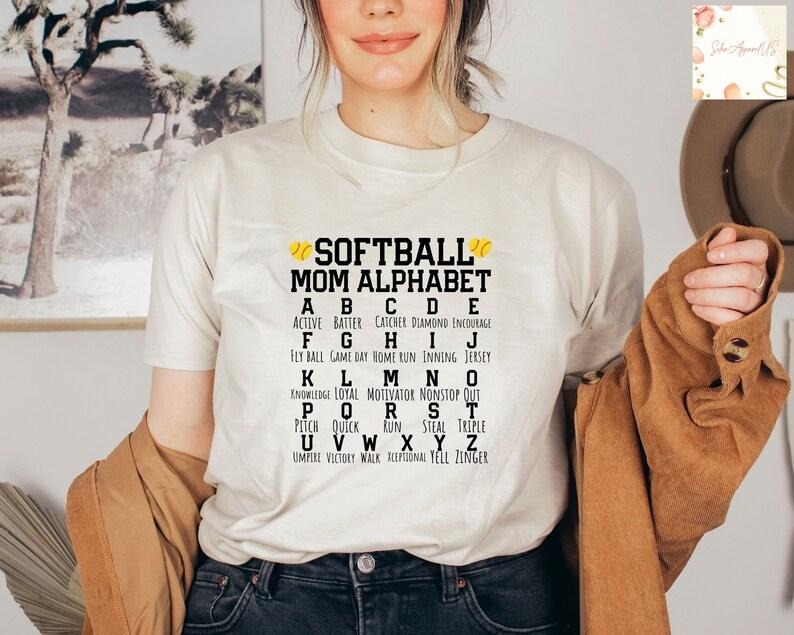 Softball Mom Alphabet Shirt, Sport Shirt, Softball Team Shirt, Softball Game Tee, Softball Player Shirt, Game Day Shirt,...