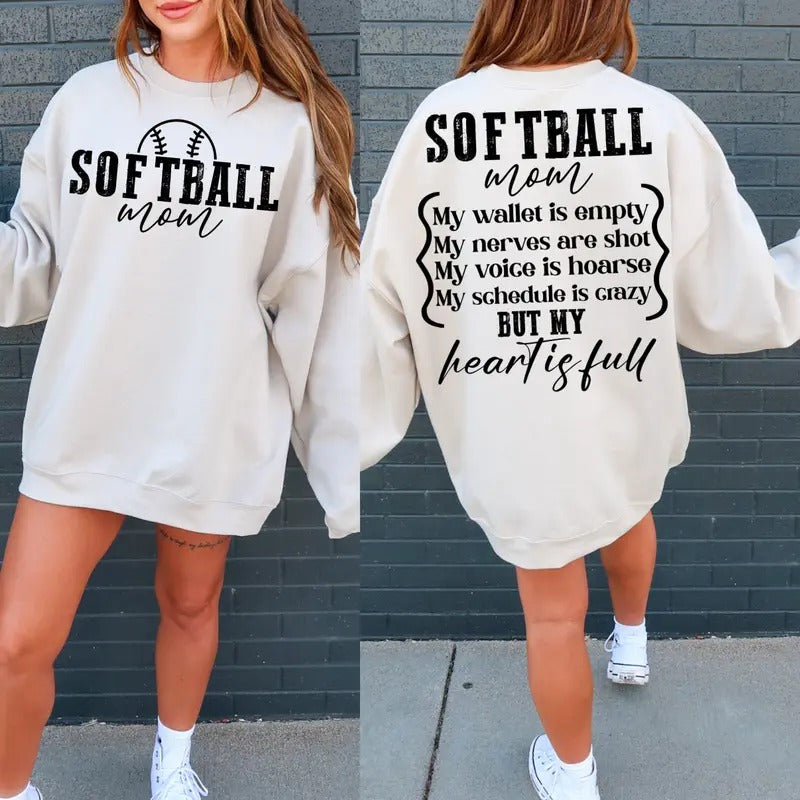 Softball Mom Wallet Is Empty Heart Is Full Shirt Softball Mom Svg Softball Mother Svg Png Digital Download Hoodie Sweatshirt