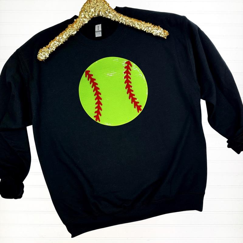 Softball Sequin Patch Sweatshirt T-Shirts, Hoodie | PrintMintTees.com