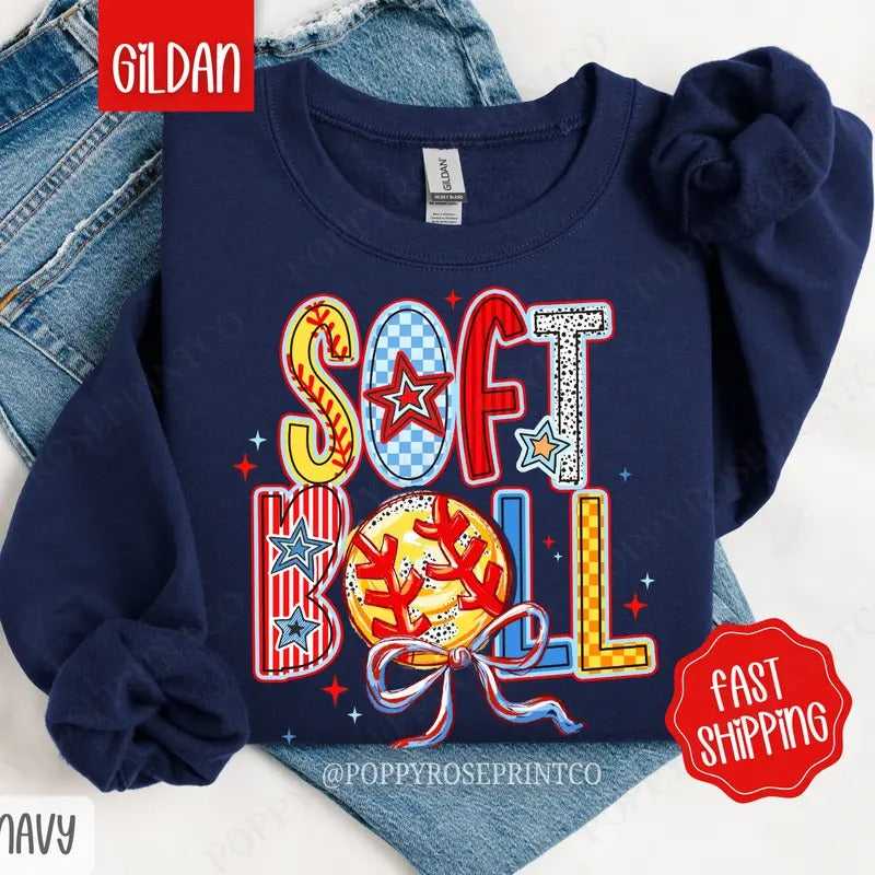 Softball Sweatshirt, Women's Crewneck, Softball Women's Sweatshirt T-Shirts, Hoodie | PrintMintTees.com
