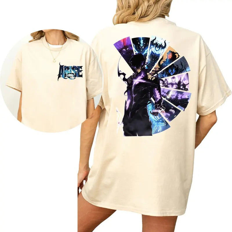 Solo Leveling ARISE T-Shirt, Shadow Monarch Anime Tee, Jinwoo Sung Manhwa Shirt Hoodie Sweatshirt | PrintMintTees.com
