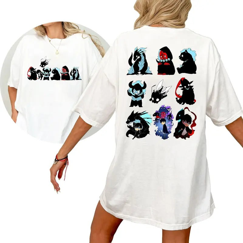 Solo Leveling Shirt, Sung JinWoo Chibi Art, Igris, Beru, Bellion, Kamish, Anime Gift For Him, Cute Anime Merch, Cute...