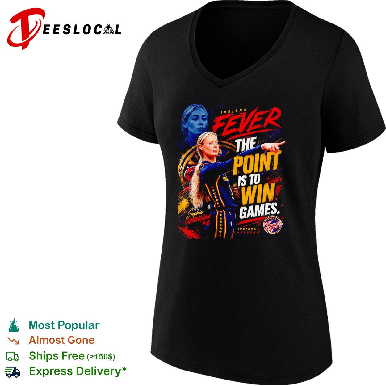 Sophie Cunningham Indiana Fever the point is to win games portrait shirt