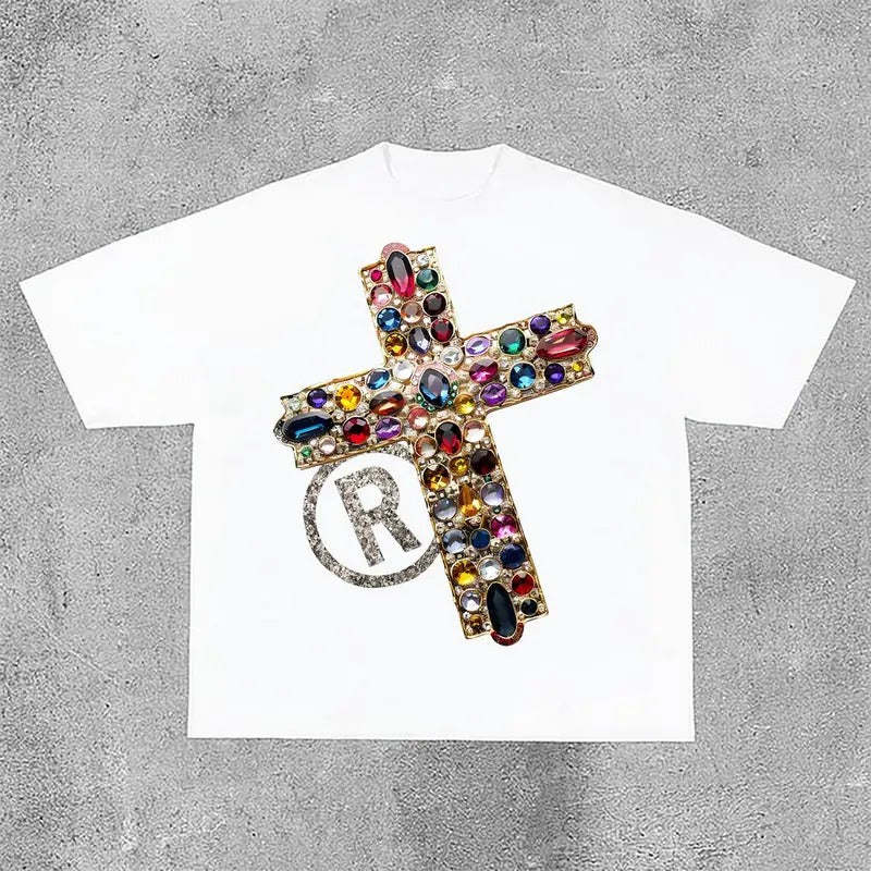 Sopula Vintage Diamond Cross Print Casual Cotton T-Shirts, Hoodie, Sweatshirt