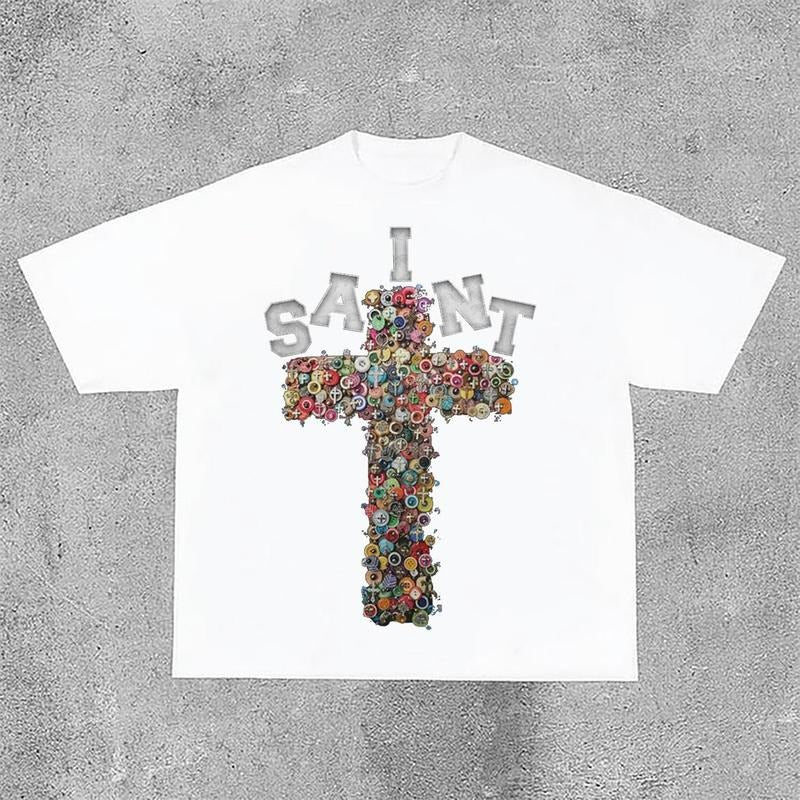 Sopula Vintage Saint Cross Graphics Printed Cotton T-Shirt Hoodie, Sweatshirt | PrintMintTees.com