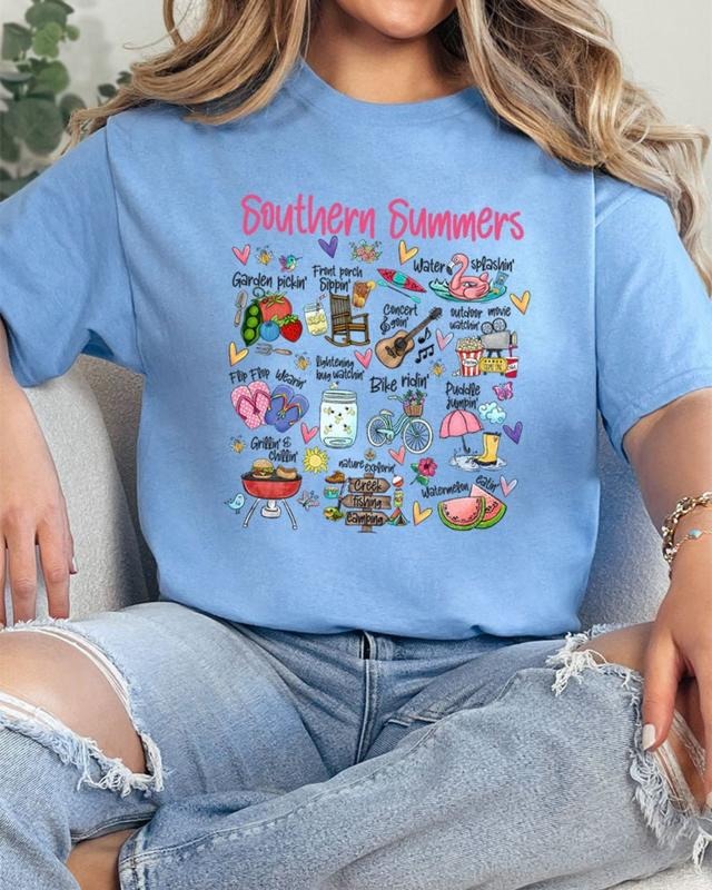 Southern Summers Short Sleeve Relaxed Fit T-Shirt Cotton Crewneck Hoodie Sweatshirt | PrintMintTees.com