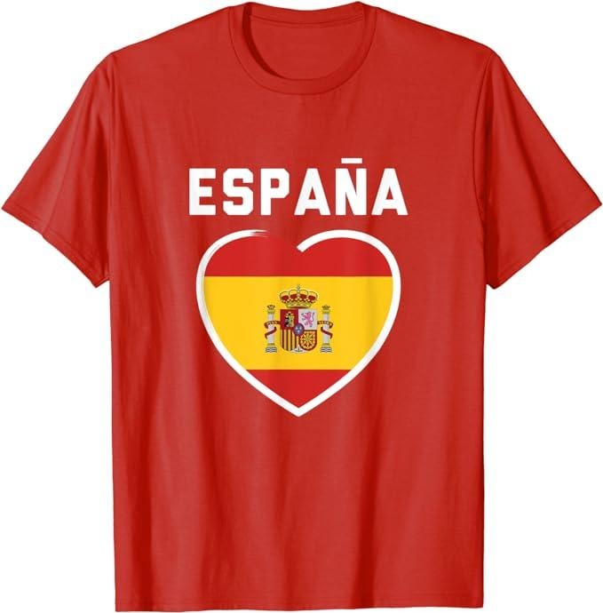 Spain Shirts, Spain & Espana Flag Heart T-Shirt Cotton Fashion Casual Classic Hoodie, Sweatshirt | PrintMintTees.com