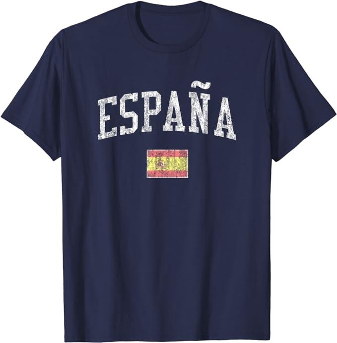 Spain Shirts, Spain T-Shirt Vintage Sports Design Spanish Flag Espana Tee Cotton Fashion Hoodie Sweatshirt