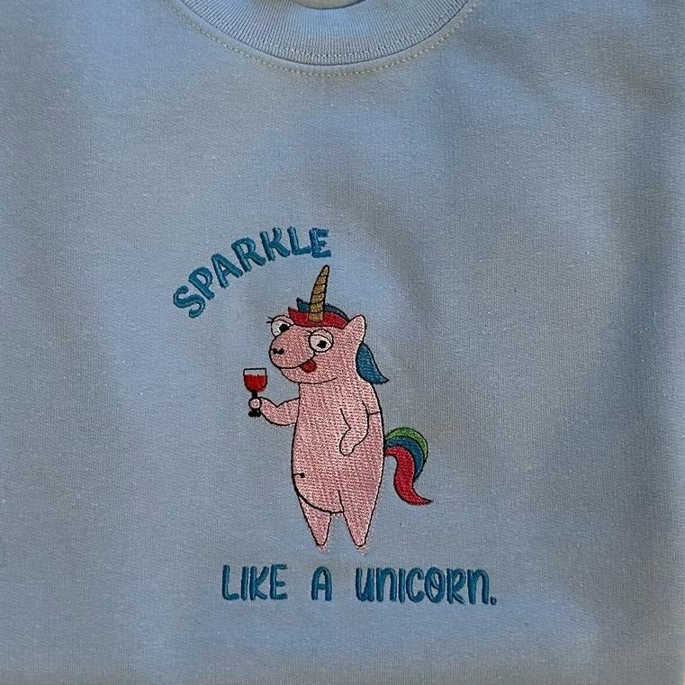 Sparkle like a Unicorn Embroidered Custom Colors Tee Shirt Hoodie Sweatshirt | PrintMintTees.com