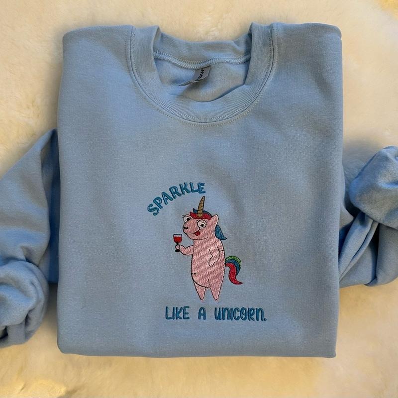 Sparkle like a unicorn Embroidered Crewneck Sweatshirt T-Shirts, Hoodie | PrintMintTees.com