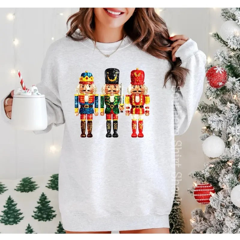 Sparkly Nutcrackers Sweatshirt | Christmas Sweatshirt Shirt Hoodie | PrintMintTees.com
