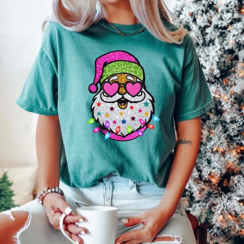 Sparkly Santa tshirt Hoodie Sweatshirt | PrintMintTees.com