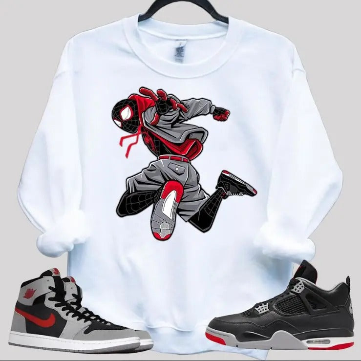 Spidey Kicks Sweatshirt T-Shirt To Match Sneaker Black and White Hoodie | PrintMintTees.com