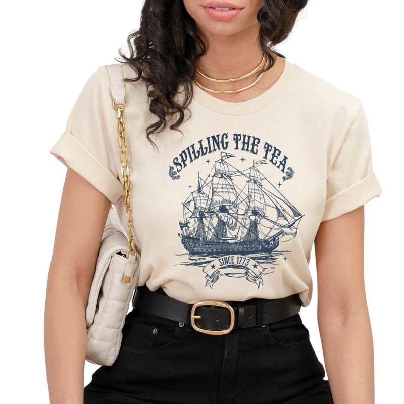 Spilling The Tea 4th Of July  T-Shirt, 4th Of July Sweatshirt, July Fourth Sweatshirt Hoodie | PrintMintTees.com