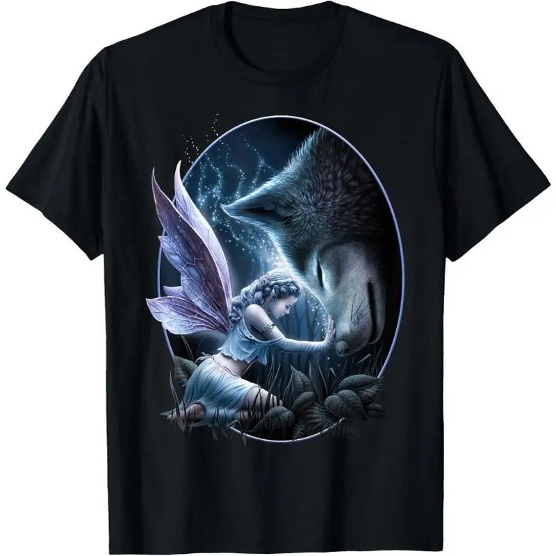 Spiral Original - Sacred Bond - Fairy and Wolf T-Shirt Made in USA Hoodie Sweatshirt | PrintMintTees.com