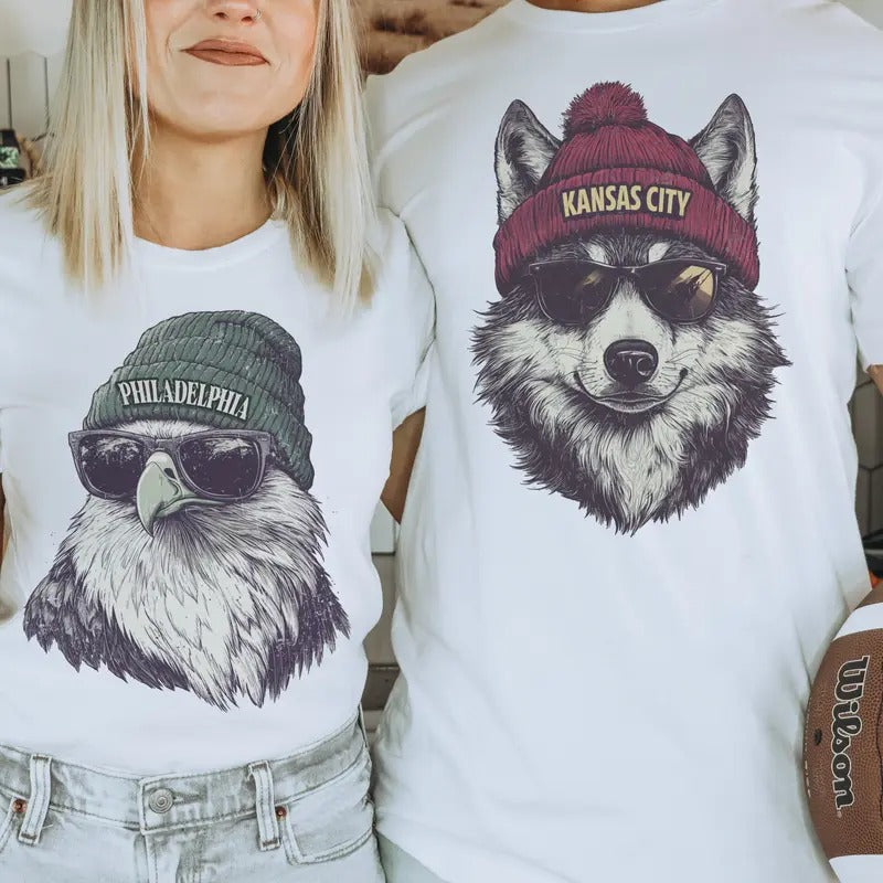 Spirit Animal Football City Graphic Tee City Animal Sports Tshirt Day City Football Top CaSual Game Hometown T-Shirt...