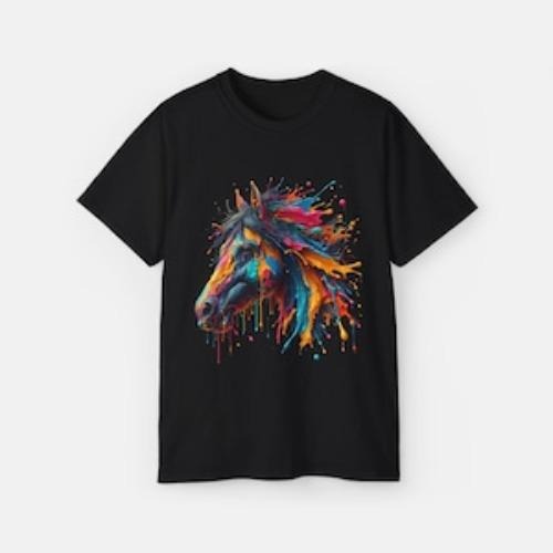 Spirit Splash T-shirt Exclusively Designed Vibrant Horse Art Tee made in usa Hoodie Sweatshirt | PrintMintTees.com