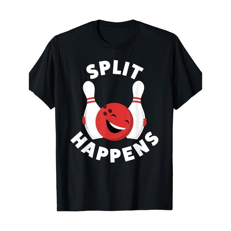 Split Happens Funny Bowling Shirt For Men 100% Cotton T-Shirt made in usa Hoodie Sweatshirt | PrintMintTees.com