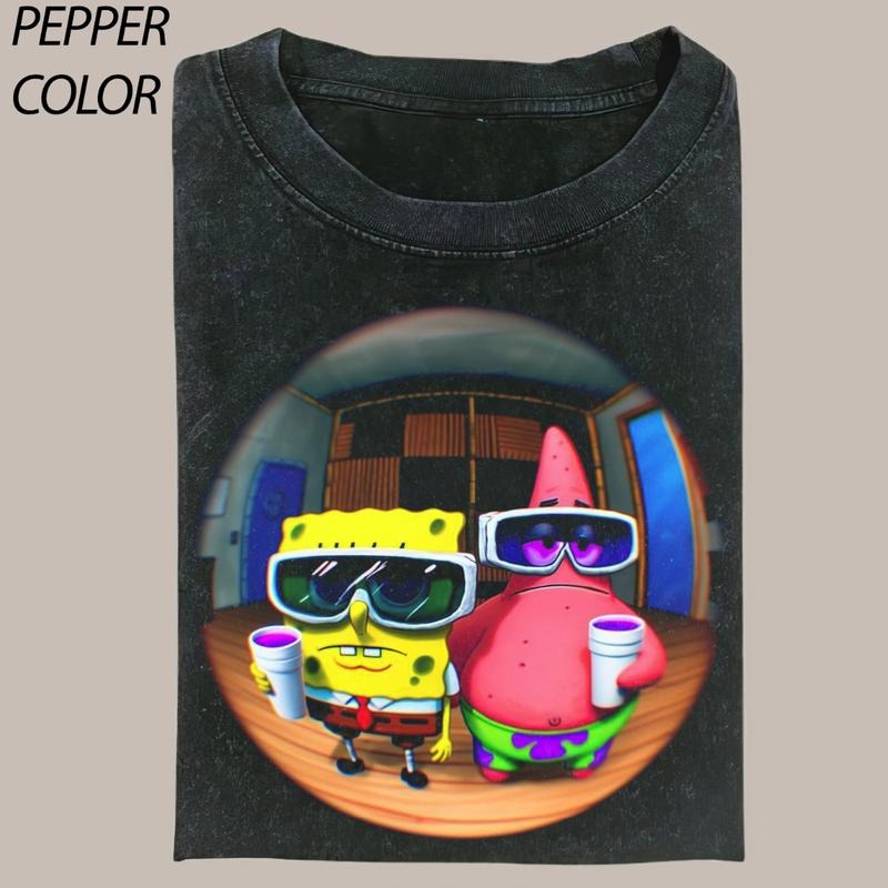 SpongeBob Summer Vibe Comfort Colors T-shirt, Funny Cartoon Graphic Tee Gift For Boyfriend Menswear Top Streetwear Hoodie...