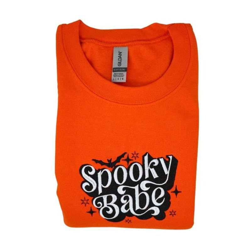 Spooky Babe Embroidered Sweatshirt T-Shirts, Hoodie | PrintMintTees.com