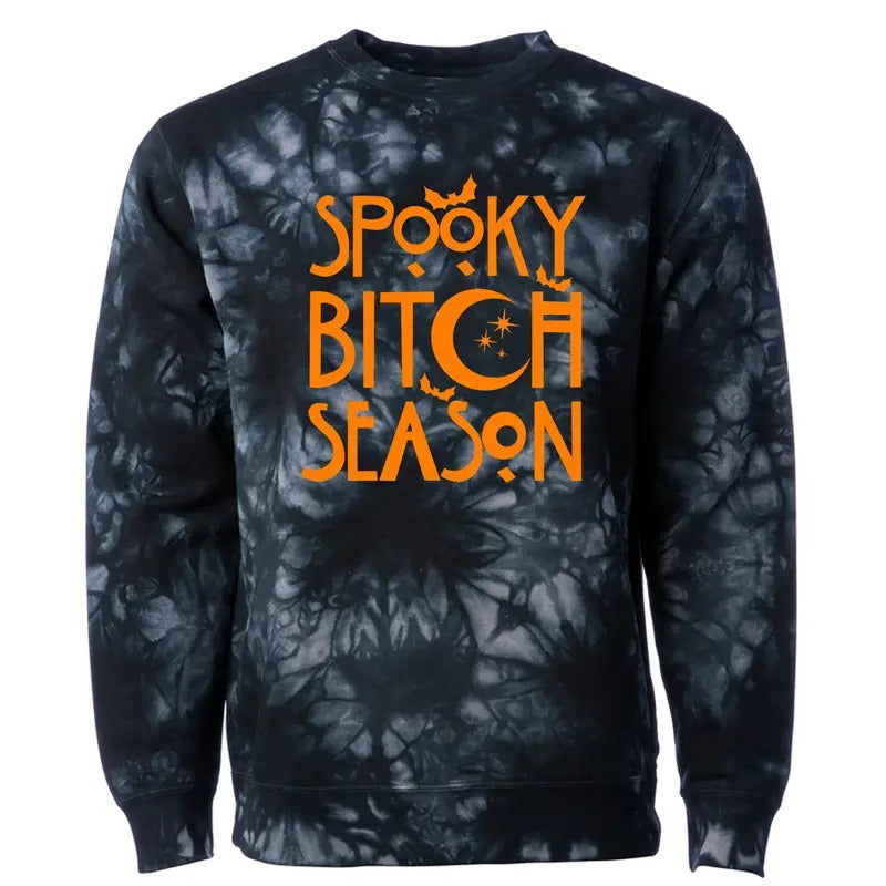 Spooky Bitch Tie Dye Crewneck Sweatshirt Shirt Hoodie | PrintMintTees.com