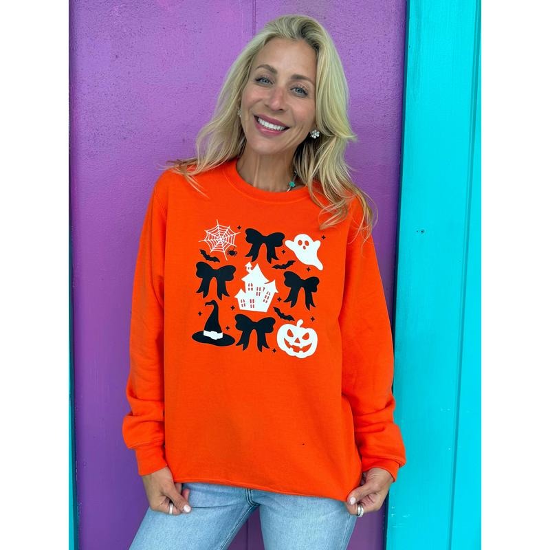 Spooky Bows Orange Sweatshirt Shirt Hoodie | PrintMintTees.com