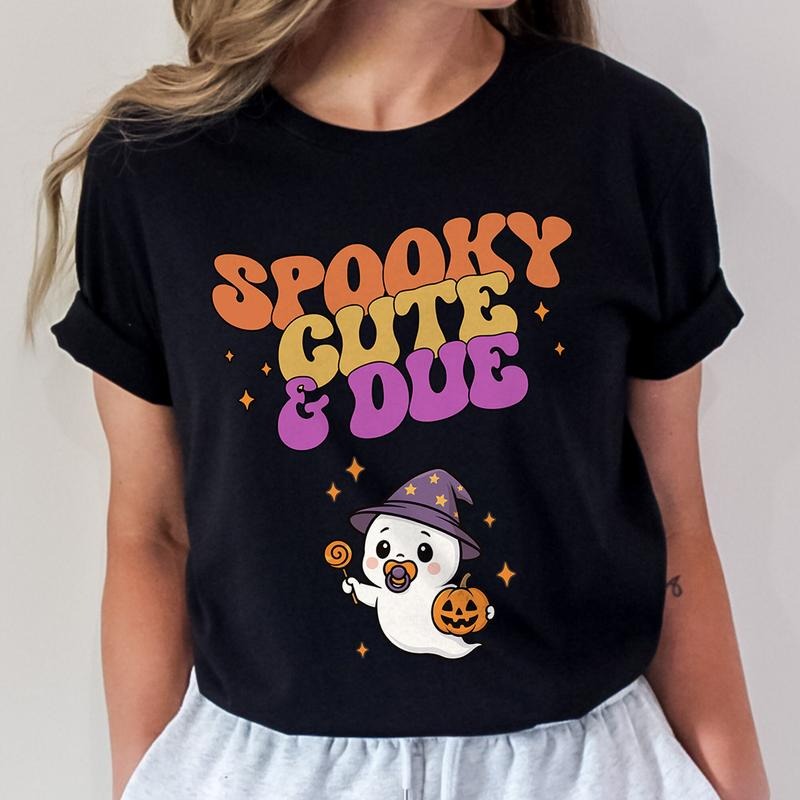 Spooky Cute Due Maternity Halloween Ghost Pregnancy Announcement T-Shirts, Hoodie, Sweatshirt