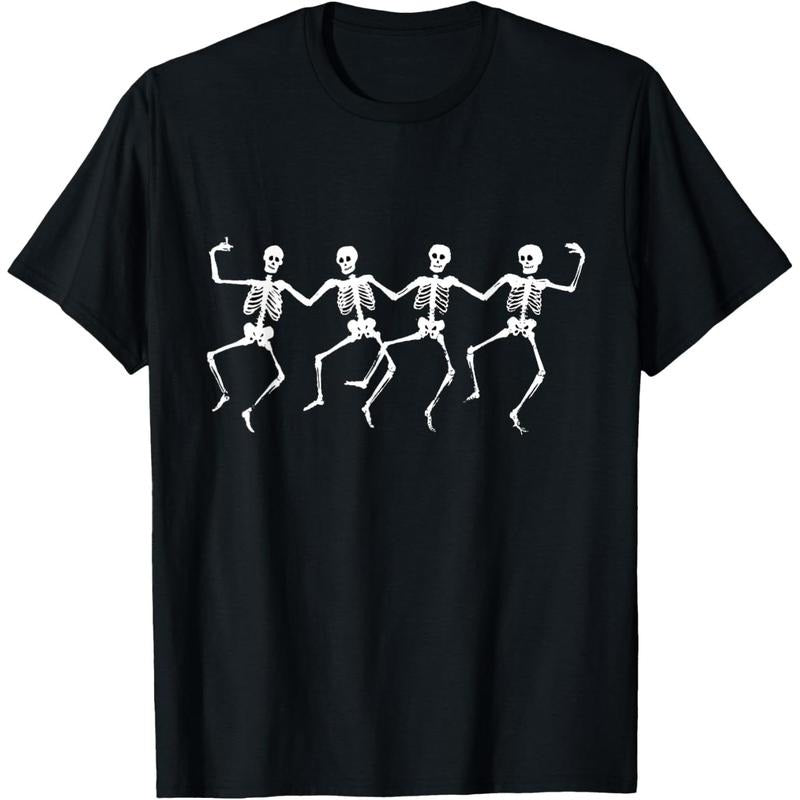Spooky Dancing Skeletons Classic White Halloween T-Shirt T-Shirt made in usa Hoodie Sweatshirt | PrintMintTees.com