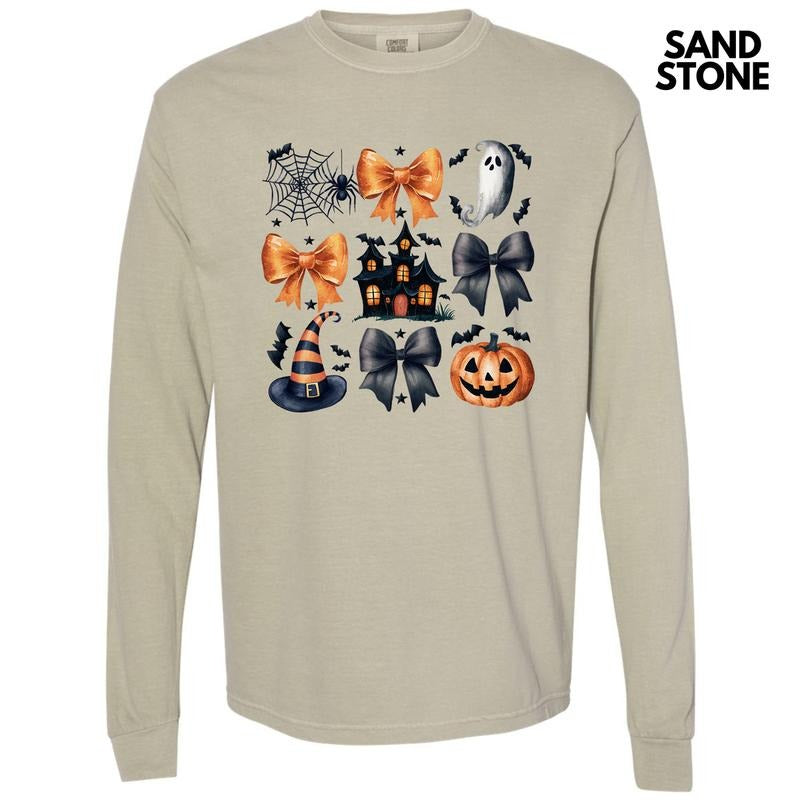 Spooky Halloween Collage Long Sleeve Comfort Colors T-Shirt 'NLB' Hoodie, Sweatshirt | PrintMintTees.com