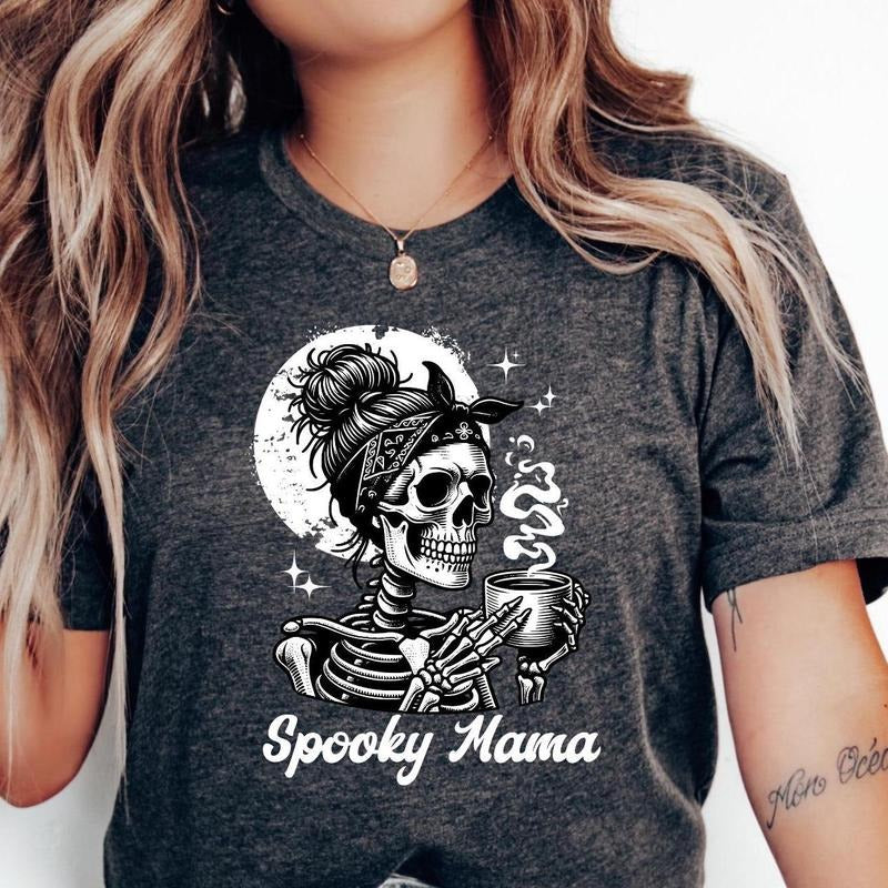 Spooky Mom Shirt Halloween Coffee Shirt For Mom Mom Skeleton Shirt Spooky Mom Coffee Shirt Halloween Shirt For Mom Hoodie...