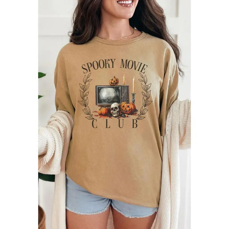 Spooky Movie Club Short Sleeve Relaxed Fit T-Shirt Hoodie Sweatshirt | PrintMintTees.com