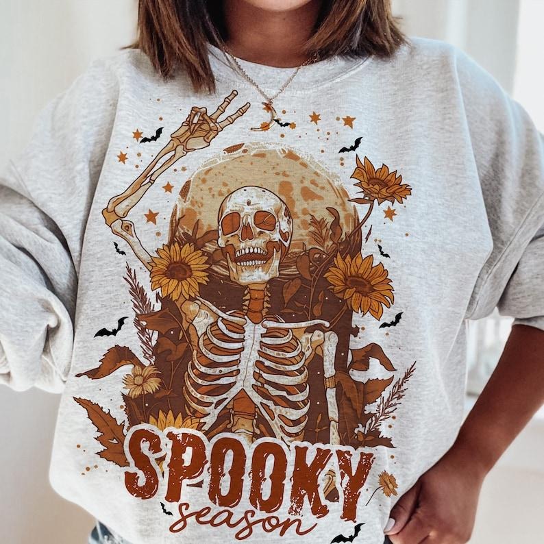 Spooky Season Halloween shirt, retro halloween shirt, trending shirt, Skeleton shirt, spooky shirt, Fall shirt, Spooky...