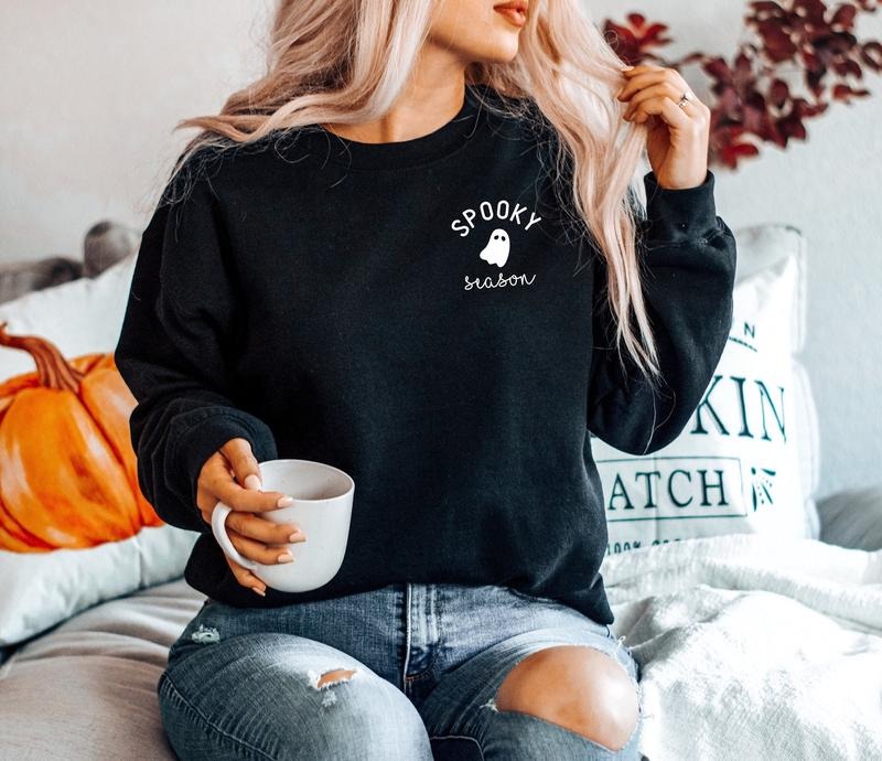 Spooky Season Sweatshirt, Ghost Halloween Crewneck Sweatshirt, Spooky Sweatshirt, Halloween Ghost Shirt, Fall Halloween...