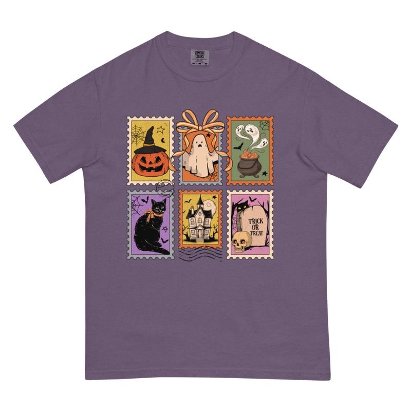 Spooky Stamps Halloween Comfort Colors Shirt ~ Unisex Apparel Relaxed Fit Printed In The USA Clothing Womenswear Casual...