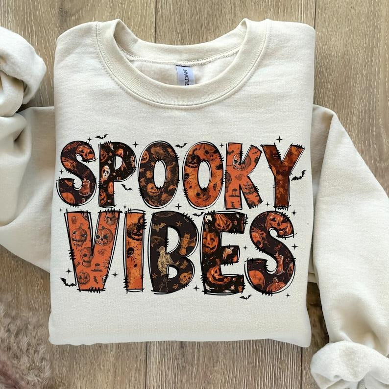 Spooky Vibes Shirt, Halloween Shirt, Spooky Season Shirt, Retro Halloween Shirt, Halloween Sublimation, Shirt design,...