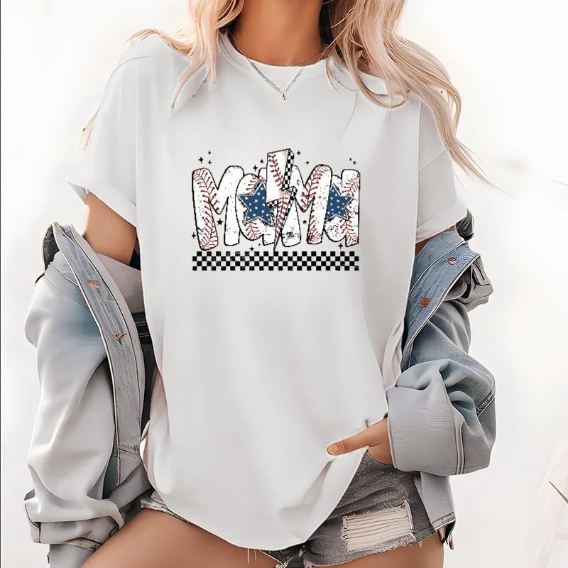Sporty - inspired Women's T - Shirt: Features "Momma" in a Baseball