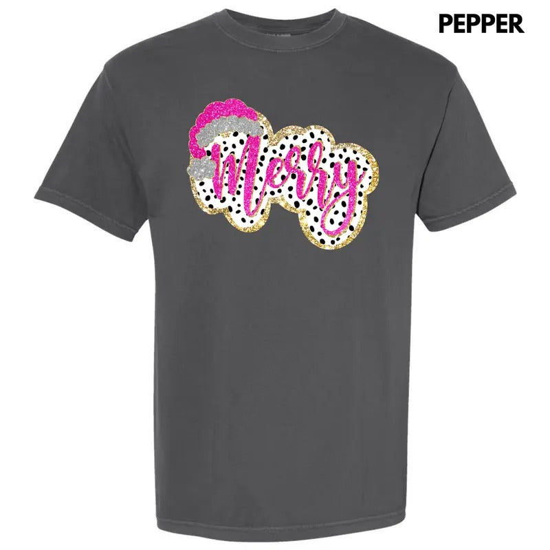 Spotted Faux Glitter MERRY Comfort Colors T-Shirt 'NLB' Hoodie Sweatshirt | PrintMintTees.com