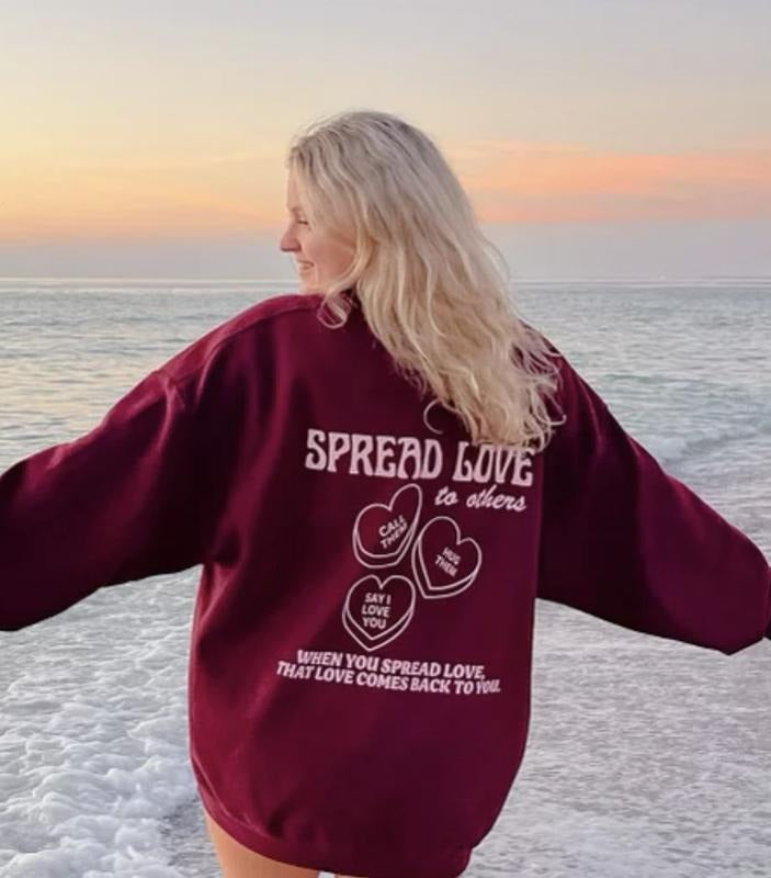 Spread Love Cotton Casual Sweatshirt Hoodie Unisex True to Size Womenswear Oversized Polyester Sweaters Shirt