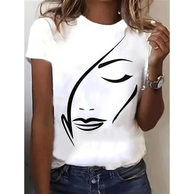 Spring & Summer Casual Graphic Print Short Sleeve Crew Neck T-shirt