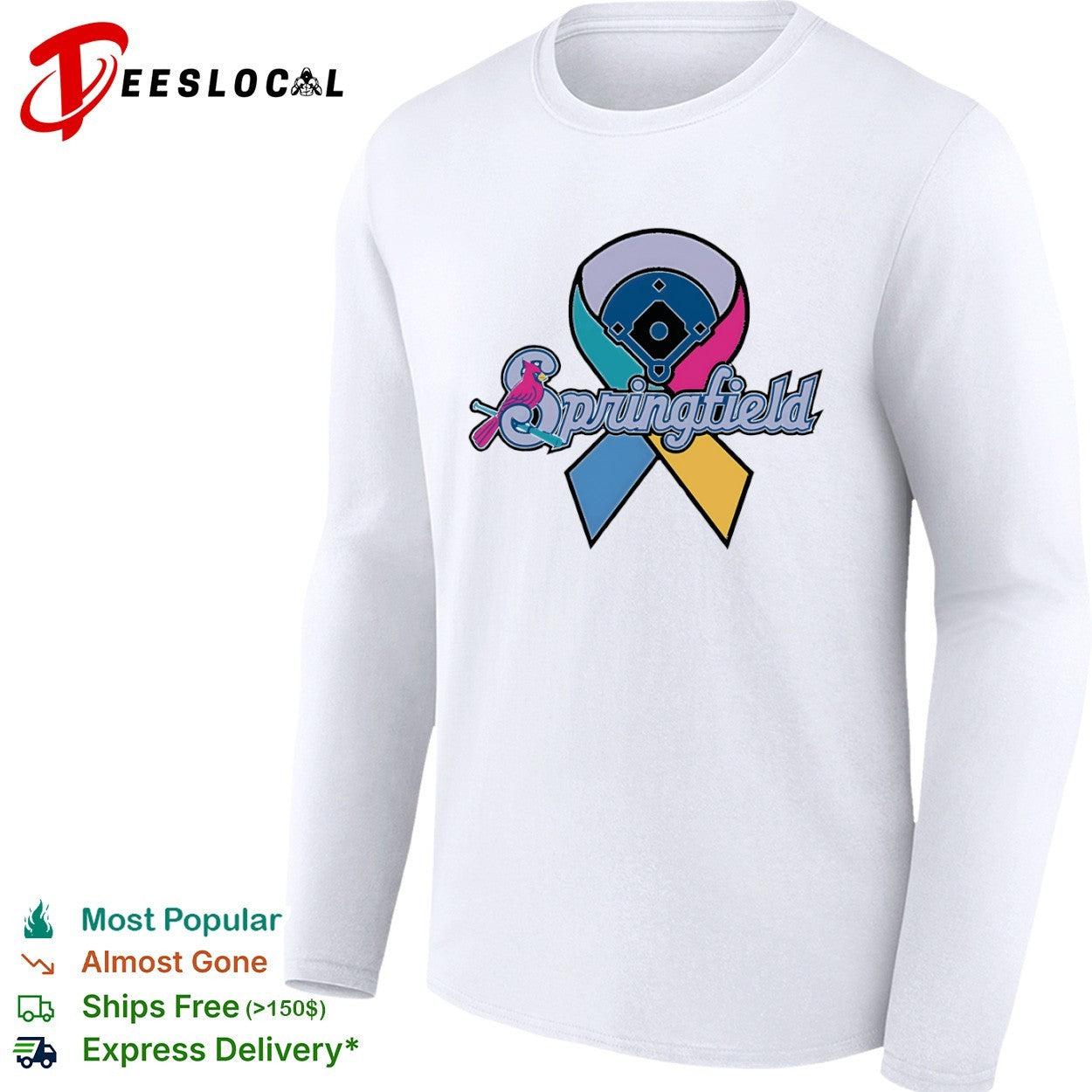 Springfield Cardinals awareness ribbon baseball team shirt