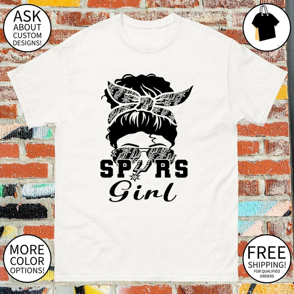Spurs Girl Messy Bun Bandana San Antonio Spurs Basketball NBA 2026 shirt