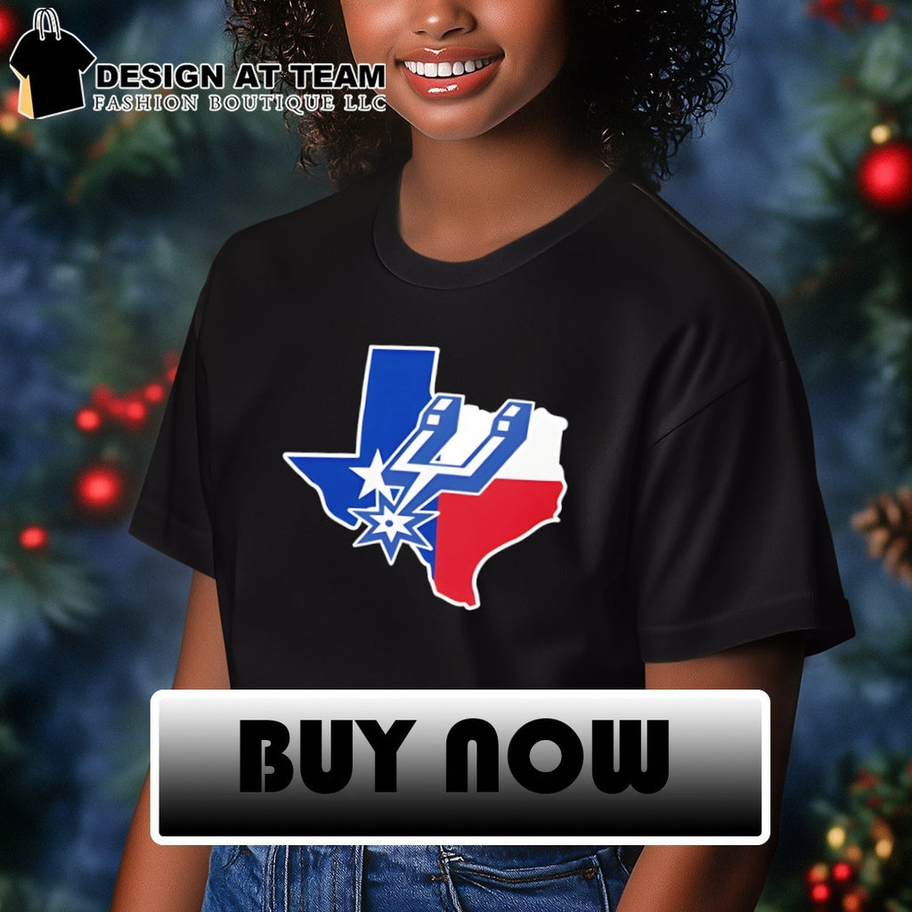 Spurs basketball logo Texas map shirt