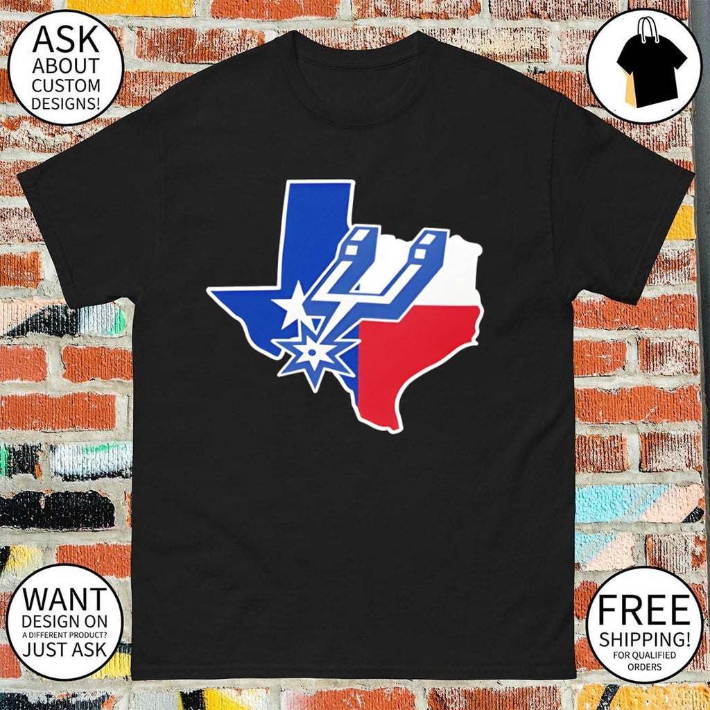 Spurs basketball logo Texas map shirt