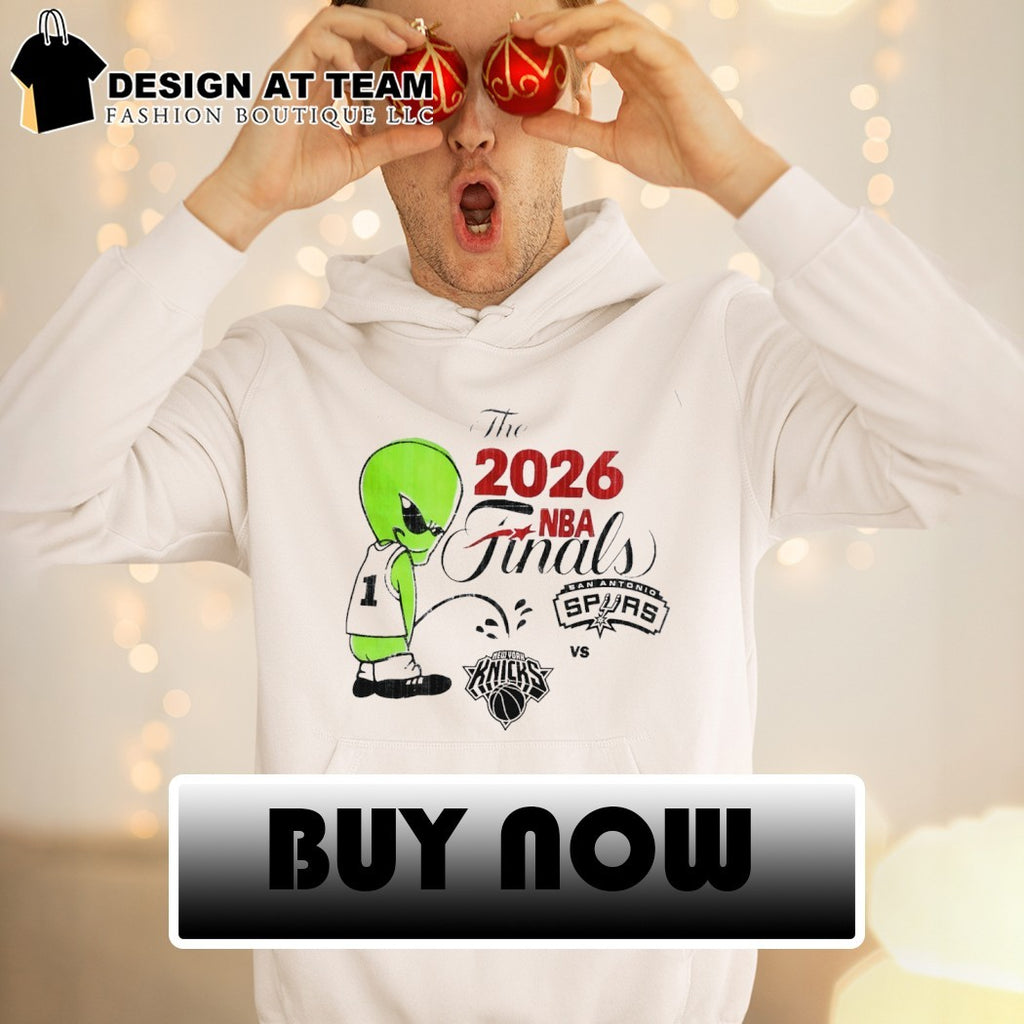 Spurs vs Knicks Basketball NBA finals 2026 alien peeing on Knicks logo funny shirt